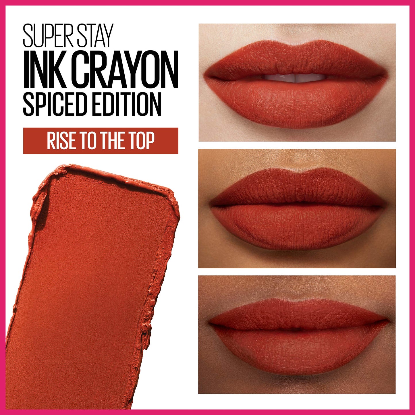 Maybelline Super Stay Ink Crayon Lipstick Makeup, Precision Tip Matte Lip Crayon with Built-in Sharpener, Longwear Up To 8Hrs, Rise To The Top, Burnt