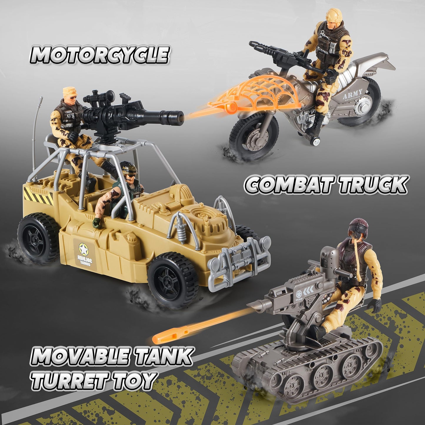 JOYIN Military Base Playset – Army Vehicles, Soldier Action Figures & Weapon Gear Accessories, Military Combat Toys for Kids