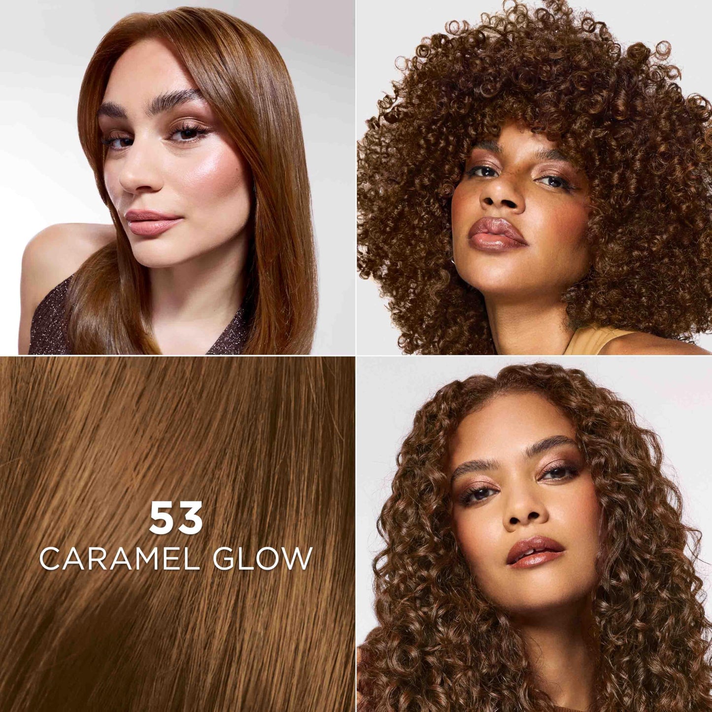 L'Oreal Paris Feria Multi-Faceted Shimmering Permanent Hair Color, High Intensity Hair Dye for 3X Highlights, 53 Caramel Glow, 1 Kit