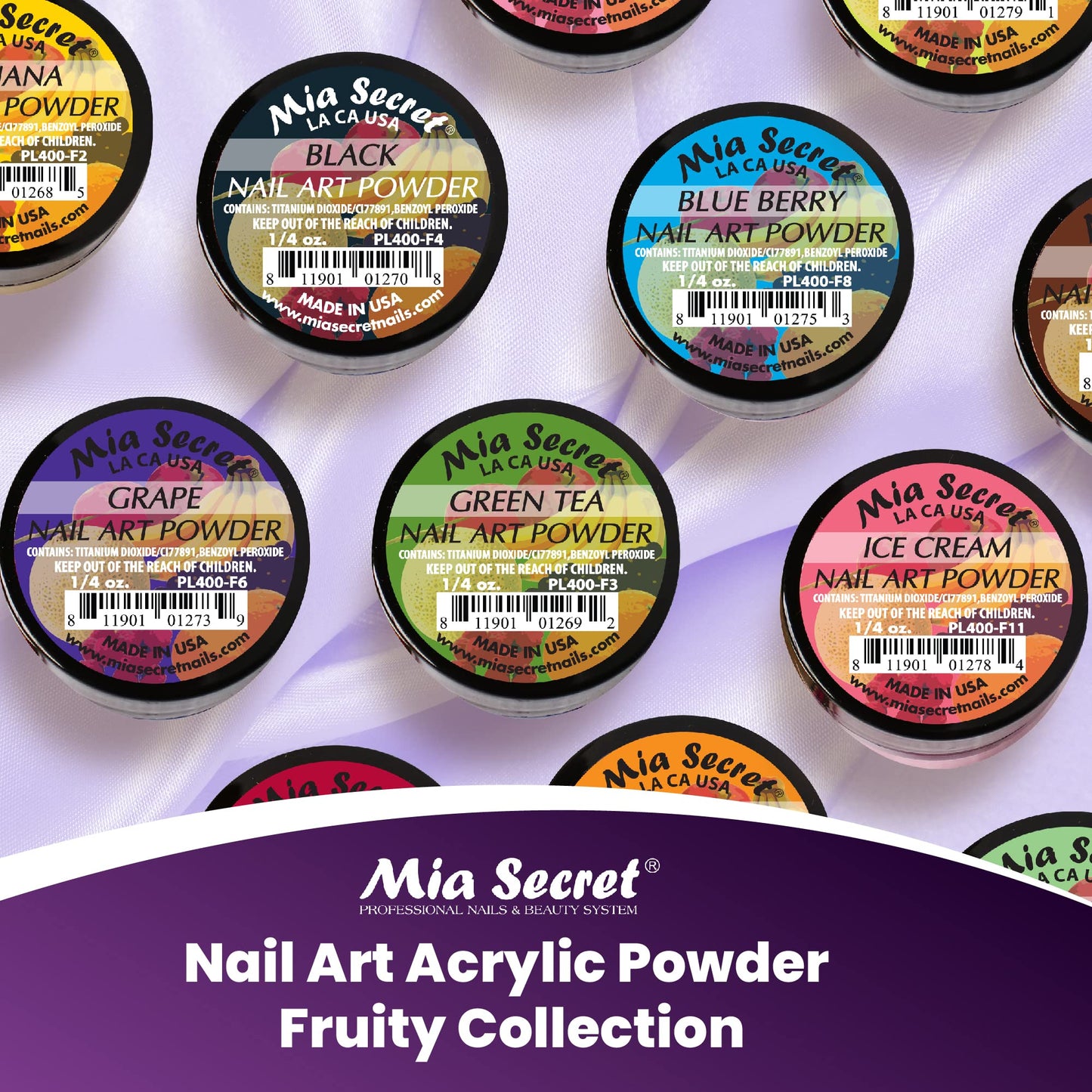 Mia Secret -Fruity Collection Nail Acrylic Powder set of 12 Beauty & Personal Care Mia Secret