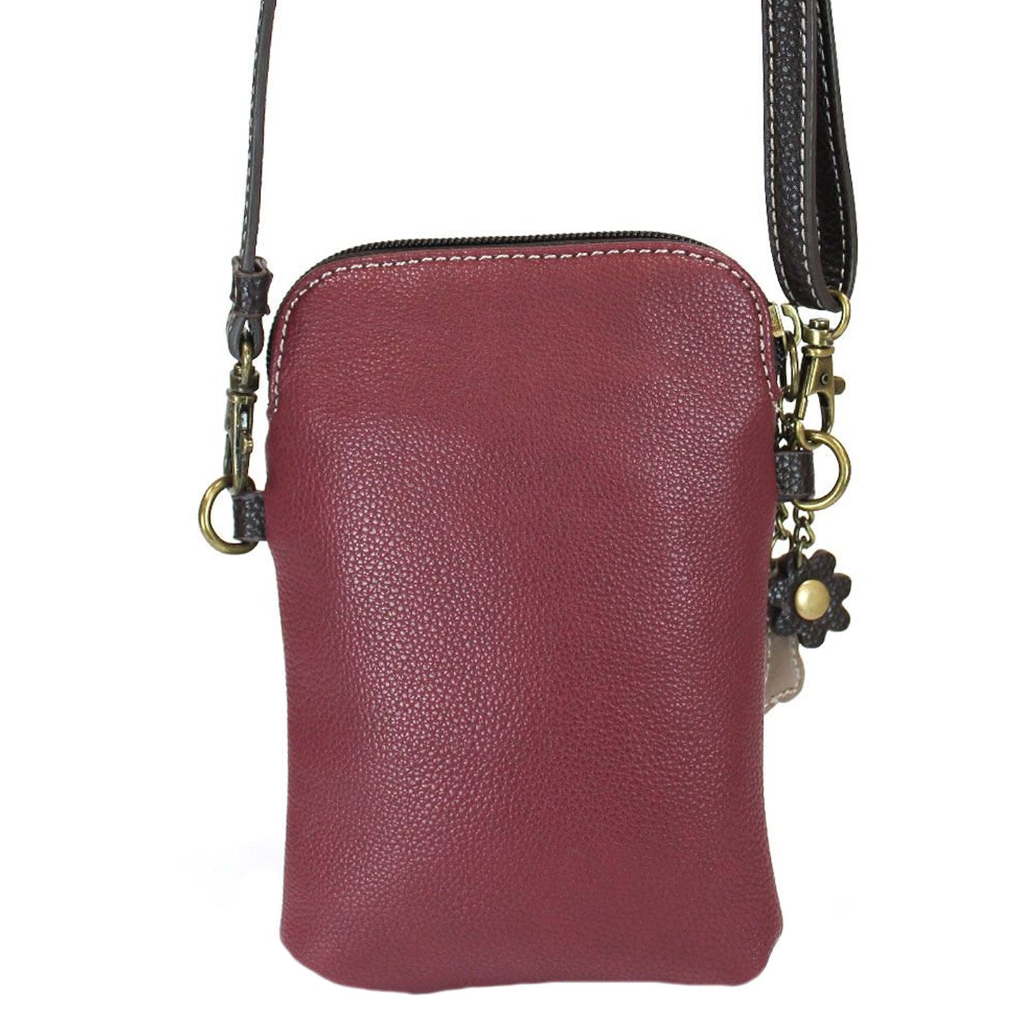 CHALA Dog Lovers Paw Print Cellphone Convertible Strap Crossbody Handbag Dog Lovers, Dog Mom (Ivory/Maroon)