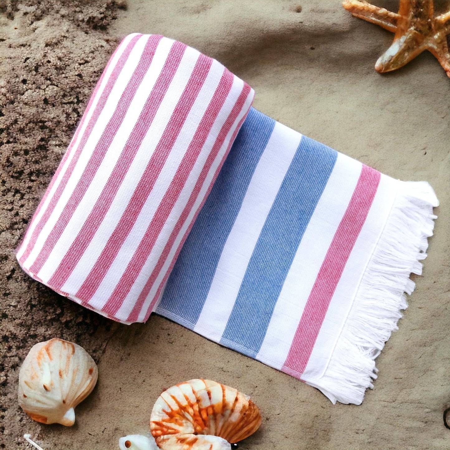 Luzia Striped Peshtemal Multi-Use Towel - Beach, Pool and Bathroom (Single, 40 x 70 inches) 100% Turkish Cotton, Premium, Stylish, Soft, Absorbent…