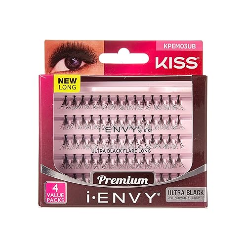 iENVY Knotted Individual Lash Ultra Black (Long) 2X Volume 4 Trays Multi Pack 280 Lashes Voluminous Glamorous Look