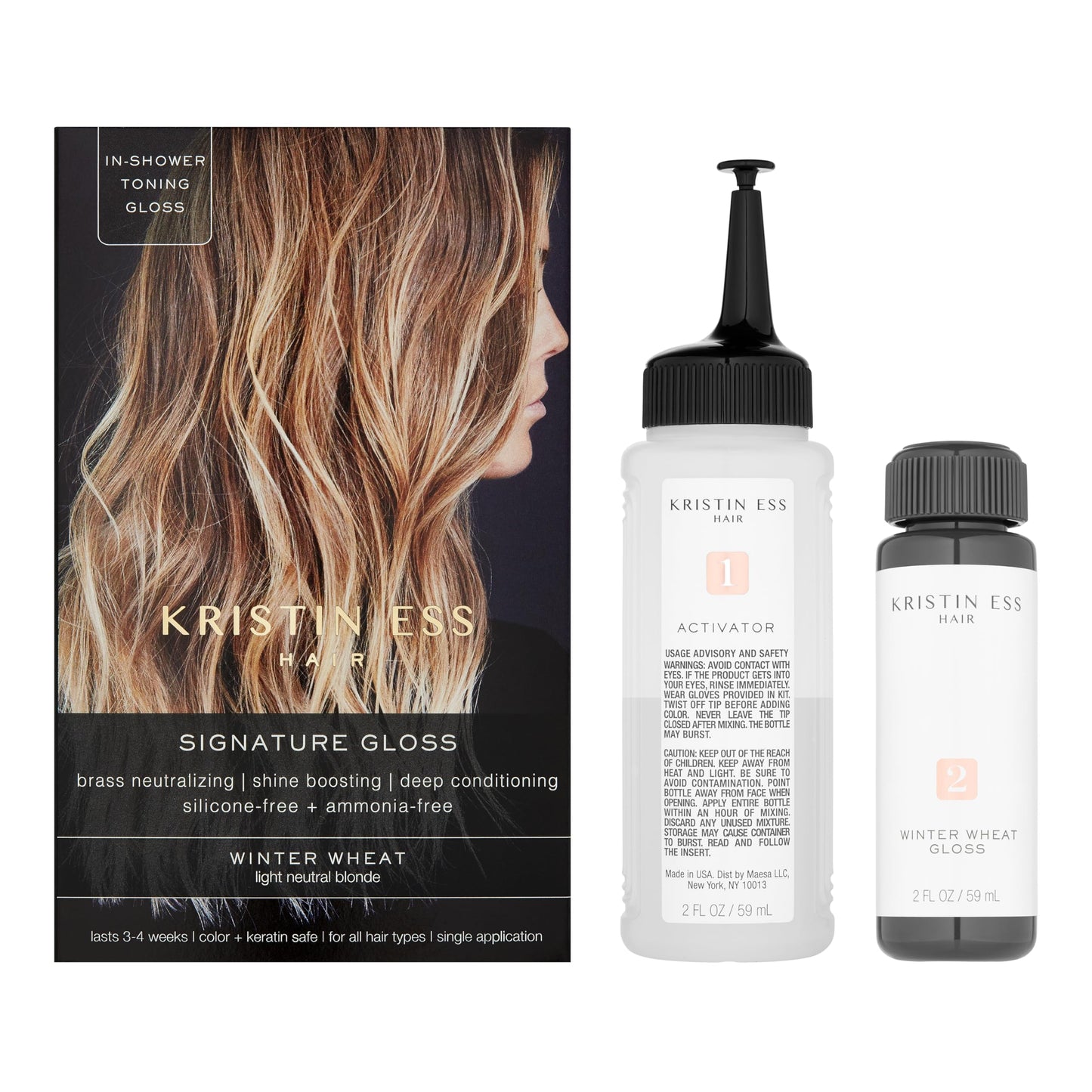 Kristin Ess Hair Gloss in Winter Wheat Light Neutral Blonde - 4 Wk Semi Permanent Hair Color for Women - Light Blonde Color Depositing Conditioner