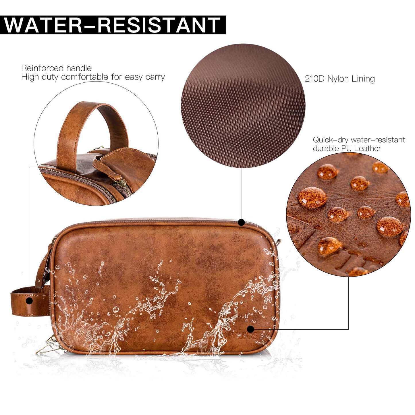 Elviros Travel Toiletry Bag for Men PU Leather Dopp Kit (Small, Brown) Beauty and Personal Care Elviros