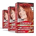 Revlon ColorSilk with Bond Repair Complex, Permanent Hair Color, 100% Gray Coverage, Ammonia Free Dye, Vegan Keratin, 45 Bright Auburn, 3 pack