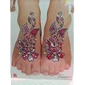 Indian Fashion Art Bollywood Feet Tattoo Sparkling Rhinestone Stick-On Reuseable Bindi (Pink/Purple)