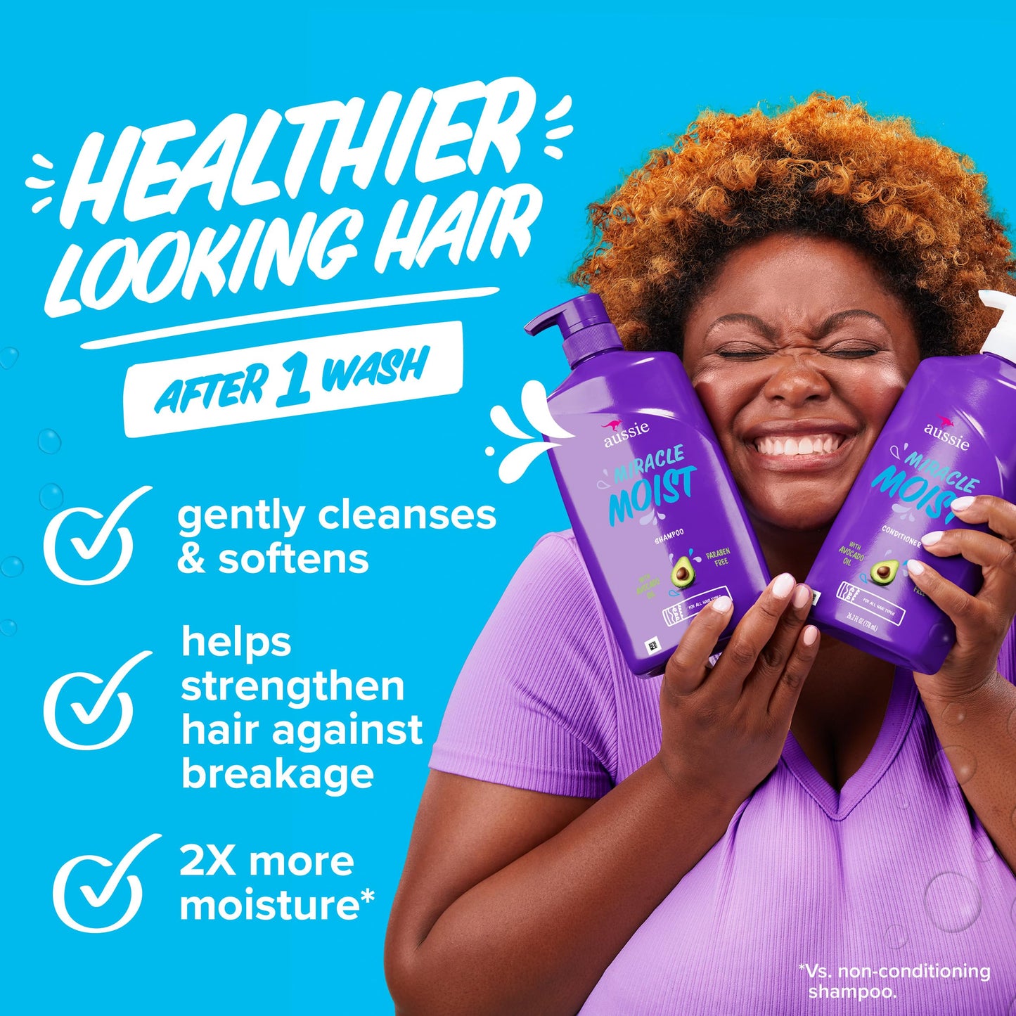 Aussie Miracle Moist Shampoo and Conditioner with 3 Minute Miracle Deep Conditioner, Avocado & Jojoba Oil, Paraben-Free, Moisturizes & Detangles, All