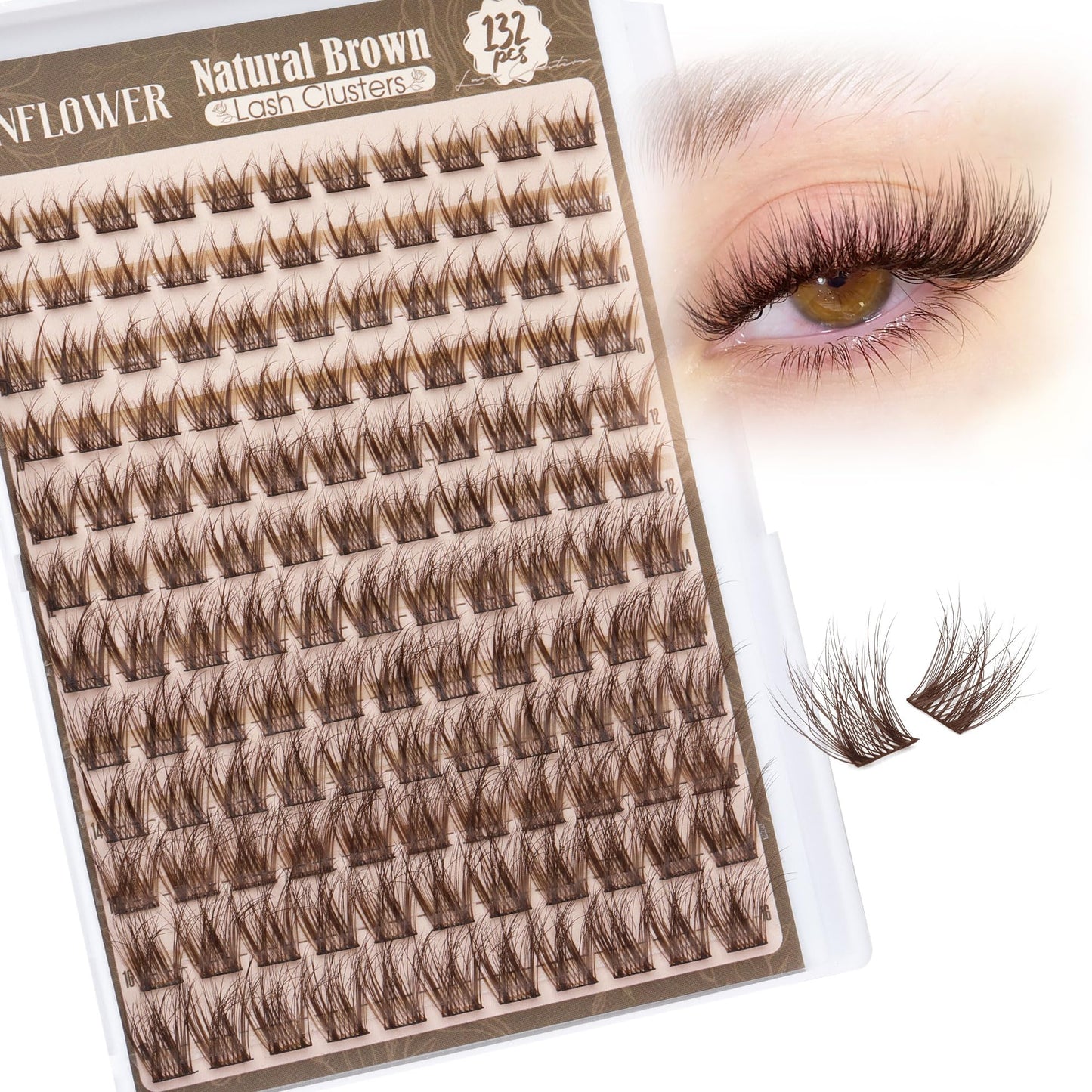Brown Lash Clusters Wispy Eyelash Clusters Natural Cluster Eyelash Extensions C Curly Lashes Clusters Dark Brown Individual Lashes by Lanflower Beauty and Personal Care LANFLOWER Default Title