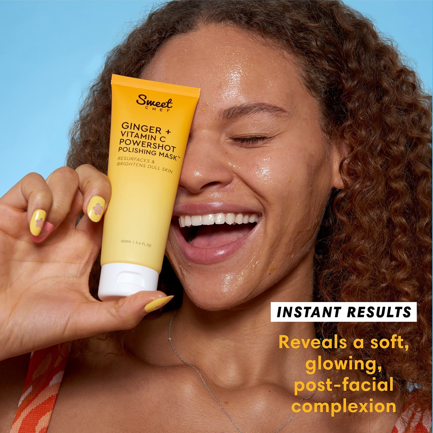 Sweet Chef Ginger + Vitamin C Powershot Polishing Mask - Brightening Face Mask for Dark Spots & Uneven Skin Tone + Maca, Rice Powders & AHA Face