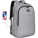 ZOMAKE Travel Laptop Backpack Water Resistant Anti-Theft Bag with USB Charging Port and Lock 14/15.6Inch Computer Business Backpacks Gift for Men Women(15.6 IN,A-Light Grey)