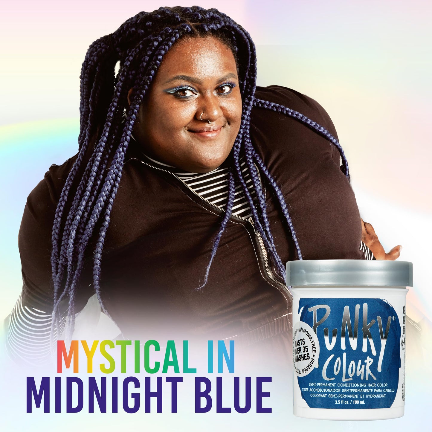 Punky Midnight Blue Semi Permanent Hair Color - Vegan & Cruelty-Free Conditioning Hair Dye, Lasts Up to 35 Washes, 3.5 fl oz