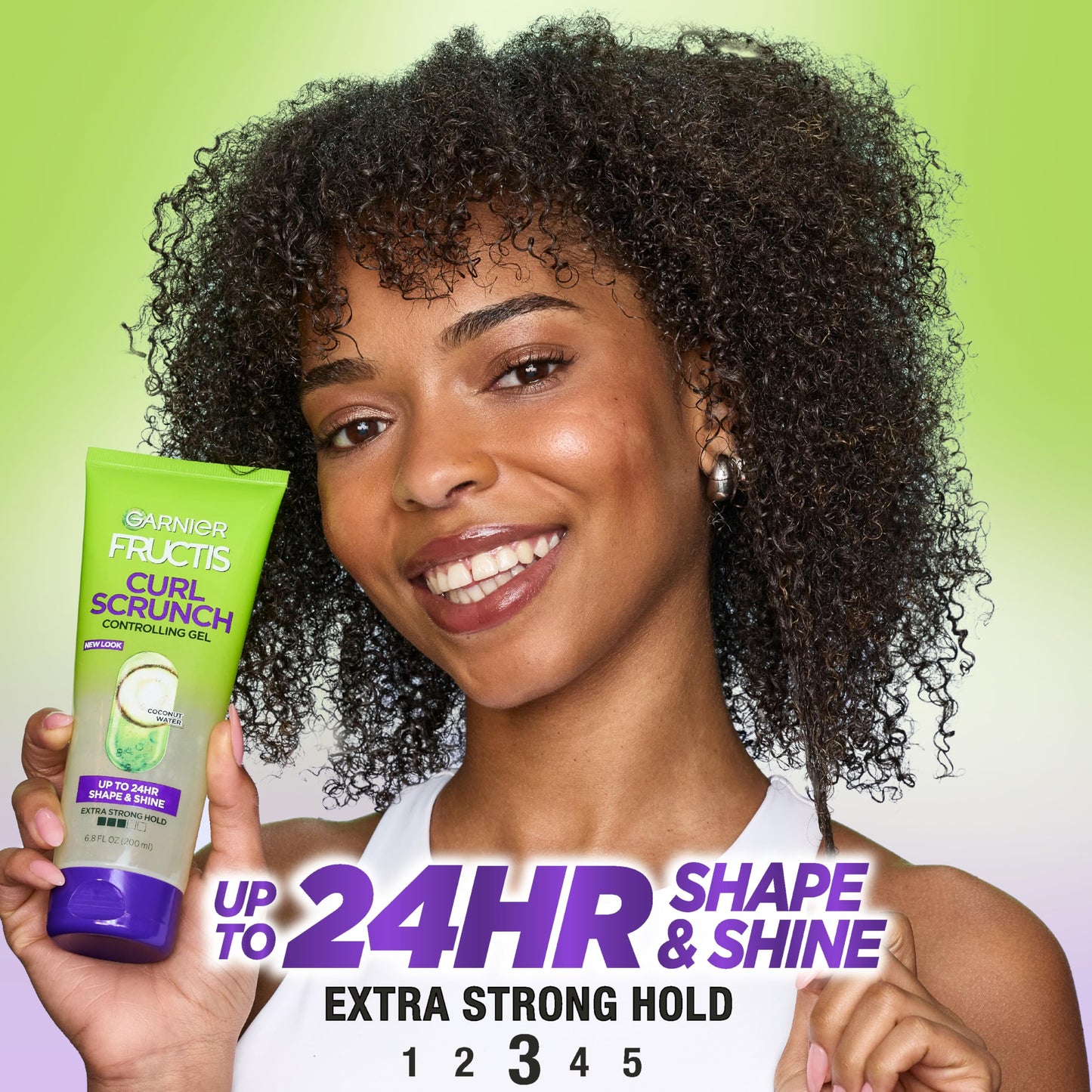 Garnier Fructis Style Curl Scrunch Controlling Gel for Shape & Shine, 6.8 Fl Oz, 3 Count (Packaging May Vary)