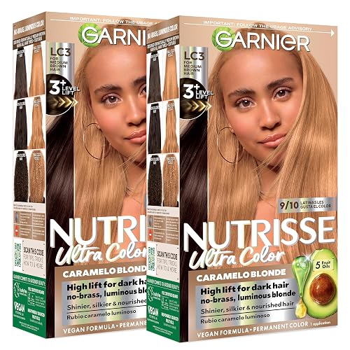 Garnier Nutrisse Ultra Color Hair Color, Permanent Hair Dye for Up to 8 Weeks of Bold, Vibrant Results, Vegan & Cruelty-Free, LC3 Hi-Lift Blonde (Tres