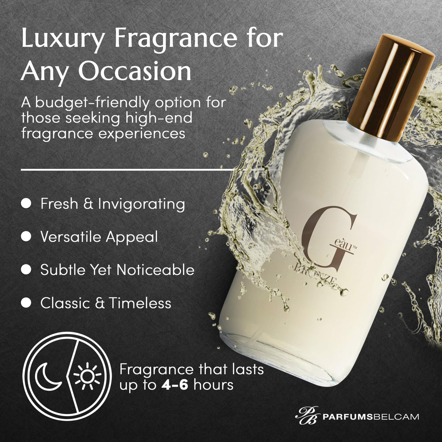 PB ParfumsBelcam G eàu Bronze Eau de Toilette Spray for Men – Long-Lasting Aquatic Woody Cologne with Citrus, Lavender & Patchouli, 0.34 fl oz