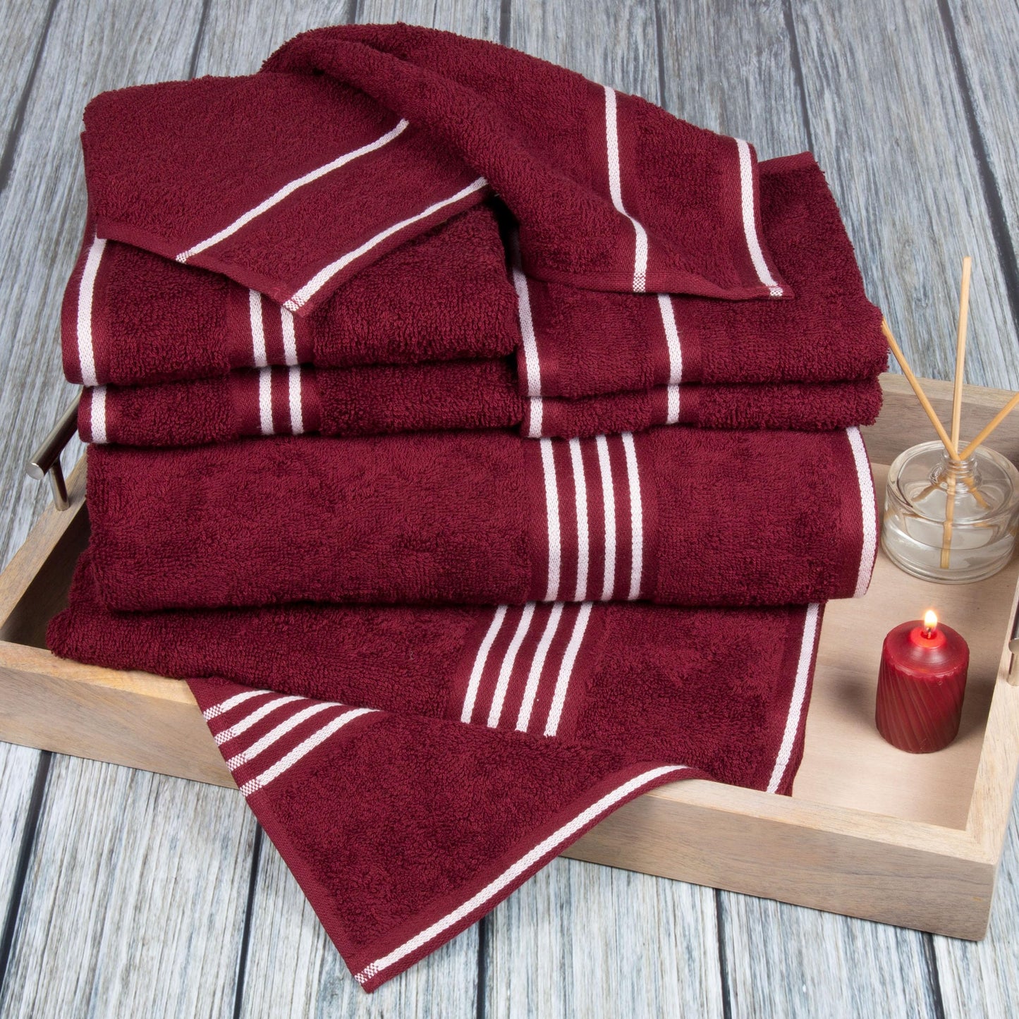 Lavish Home 8PC Bathroom Towels Set - 575GSM 100% Cotton Bathroom Essentials with 2 Bath Towels, 2 Hand Cloths, 2 Wash Cloths, and 2 Fingertip Fabric…