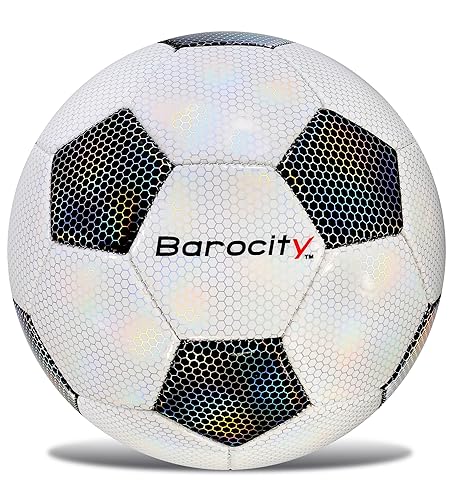 Barocity Classic Black & White Soccer Ball, Size 4, Rainbow Pattern