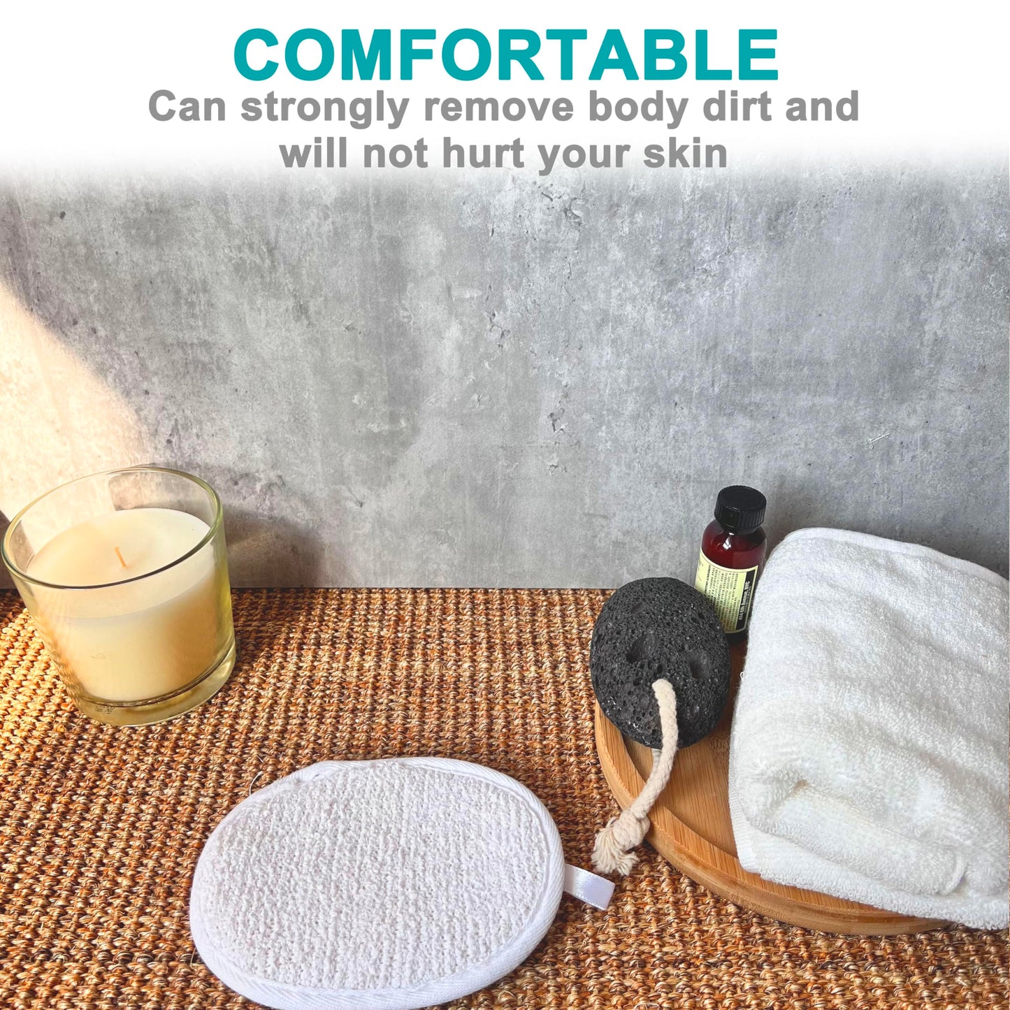 6 pcs/Set 4.3"×5.7" Natural Exfoliating Face Body Pad Loofah Sponge Facial Brush - Shower Scrubber - Body Bath Spa for Men & Women, Renewable Resource