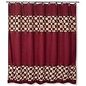 Popular Bath Shower Curtain, Vlegant Rosa Collection, 70" x 72", Burgundy/Gold