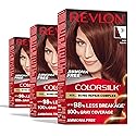 Revlon ColorSilk with Bond Repair Complex, Auburn Permanent Hair Color, 100% Gray Coverage, Ammonia Free Hair Dye, Vegan Keratin, 31 Dark Auburn (Pack