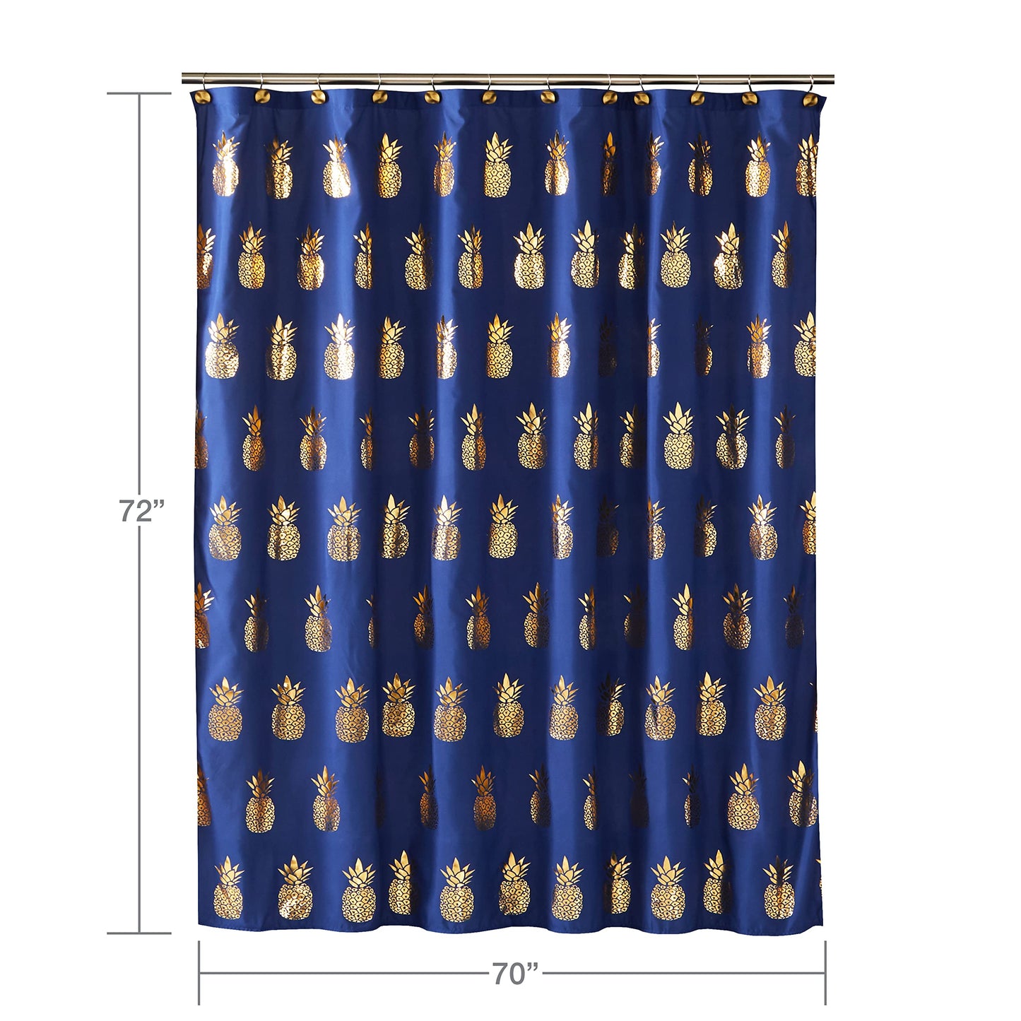 SKL Home by Saturday Knight Ltd. Gilded Pineapple Fabric Shower Curtain, Navy/Gold