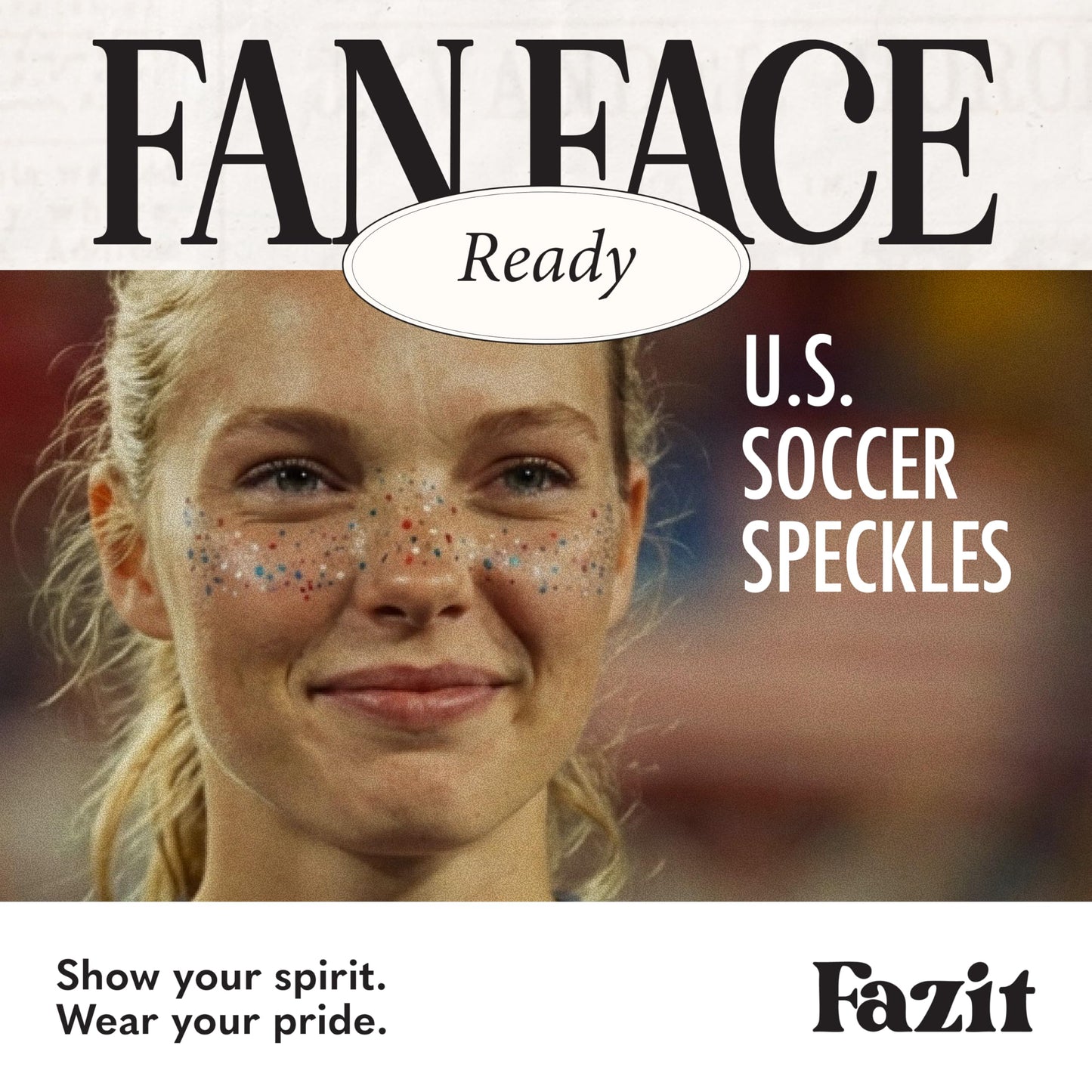 Fazit US Soccer Speckles - Red, Blue & Silver Glitter Makeup Patches - Waterproof & Sweat-proof Face Stickers - Long-Lasting Game Day Glam, USA Spirit