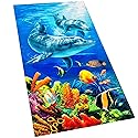 Softerry Dolphins Beach Towel 30 x 60 inch 100% Cotton Coral Reef and Fishes Tropical Island (Dolphins, One Towel)