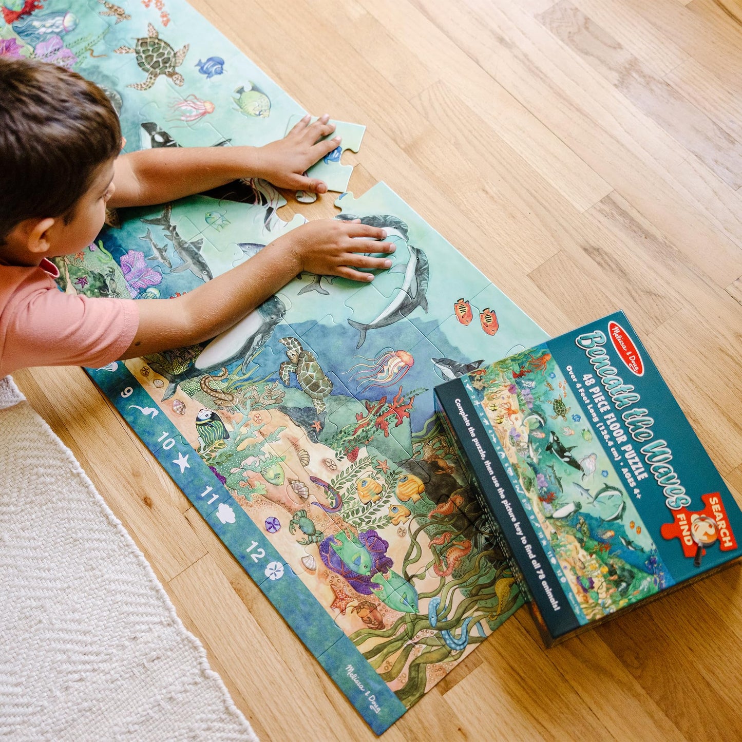 Melissa & Doug Search and Find Beneath The Waves Floor Puzzle (48 pcs, Over 4 feet Long) - FSC Certified