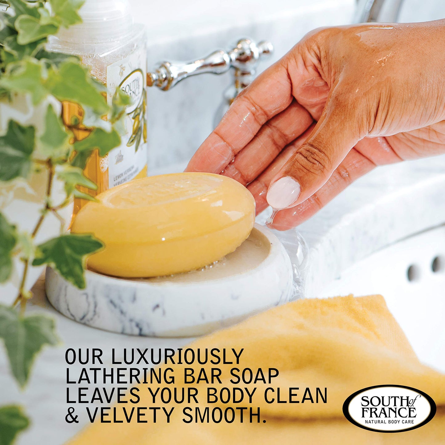 Lemon Verbena Clean Bar Soap by South of France Clean Body Care Triple-Milled French Soap with Organic Shea Butter + Essential Oils Vegan, Non-GMO