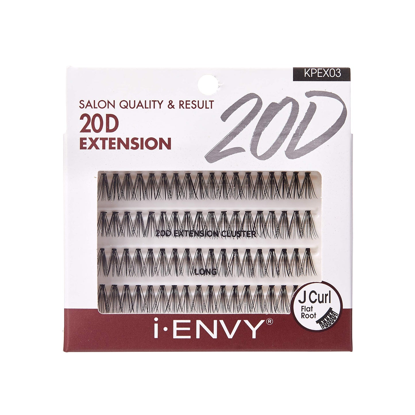 i-ENVY 20D Extension Cluster Individual Lashes (Long, 2 PACK) Flat Root Seamless Application Perfect For DIY Lash Extension