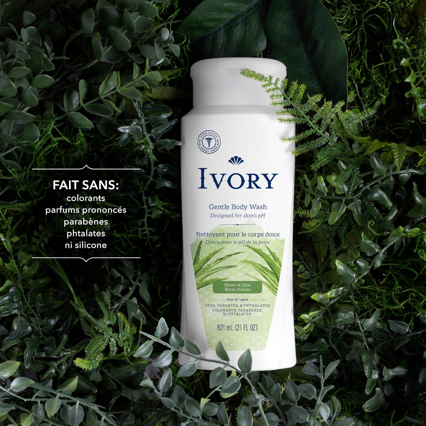 Ivory Body Wash Designed for the Whole Family, Gentle Formula, Free of Dyes Heavy Perfumes, Parabens & Phthalates, Aloe Scent, 21 oz (Pack of 2)