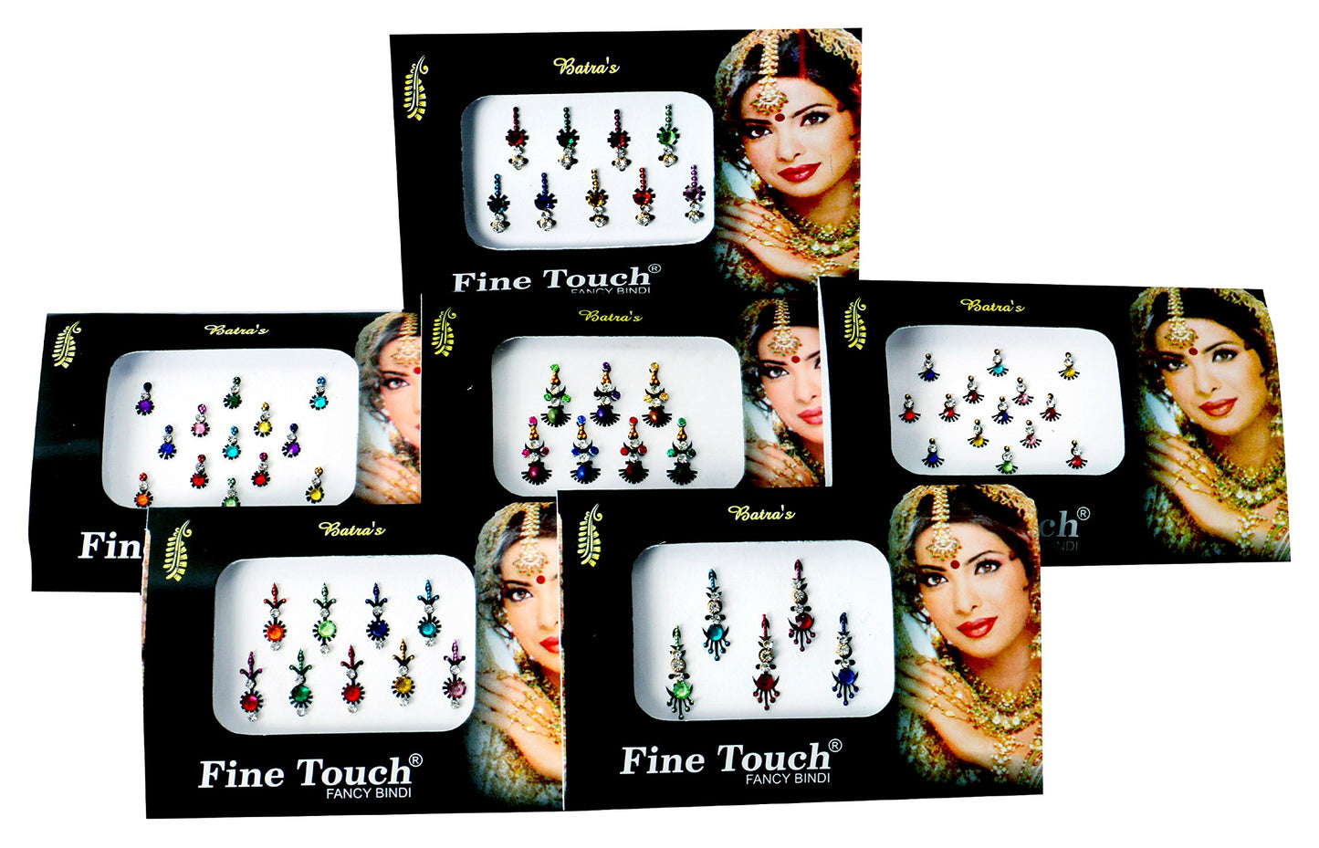 6 Packs- 42 Self-Adhesive Bindis Small to Long Forehead Tika