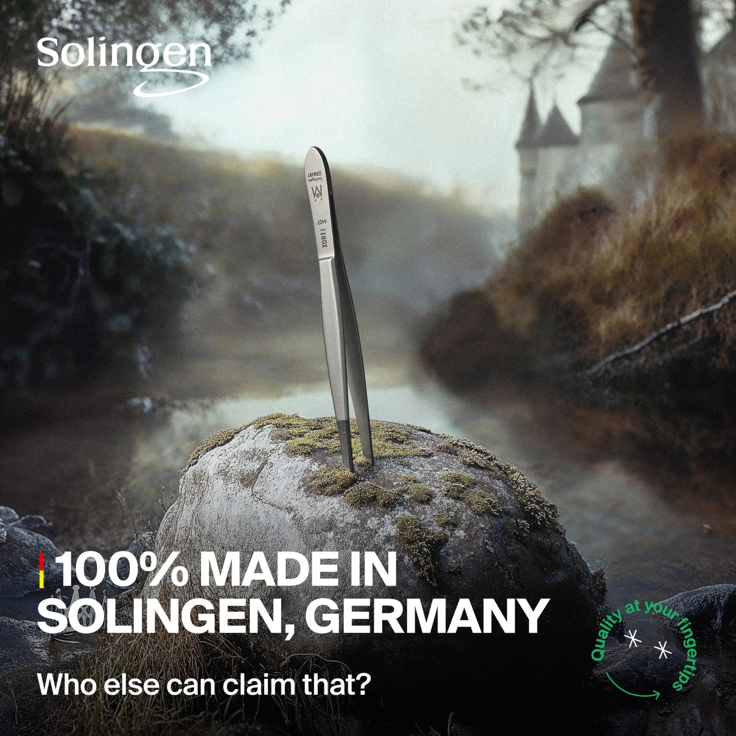 GERMANIKURE Professional Perforated Slanted Tweezers - FINOX Stainless Steel Sharp in Leather Case - Ethically Made in Solingen, Germany - 4403