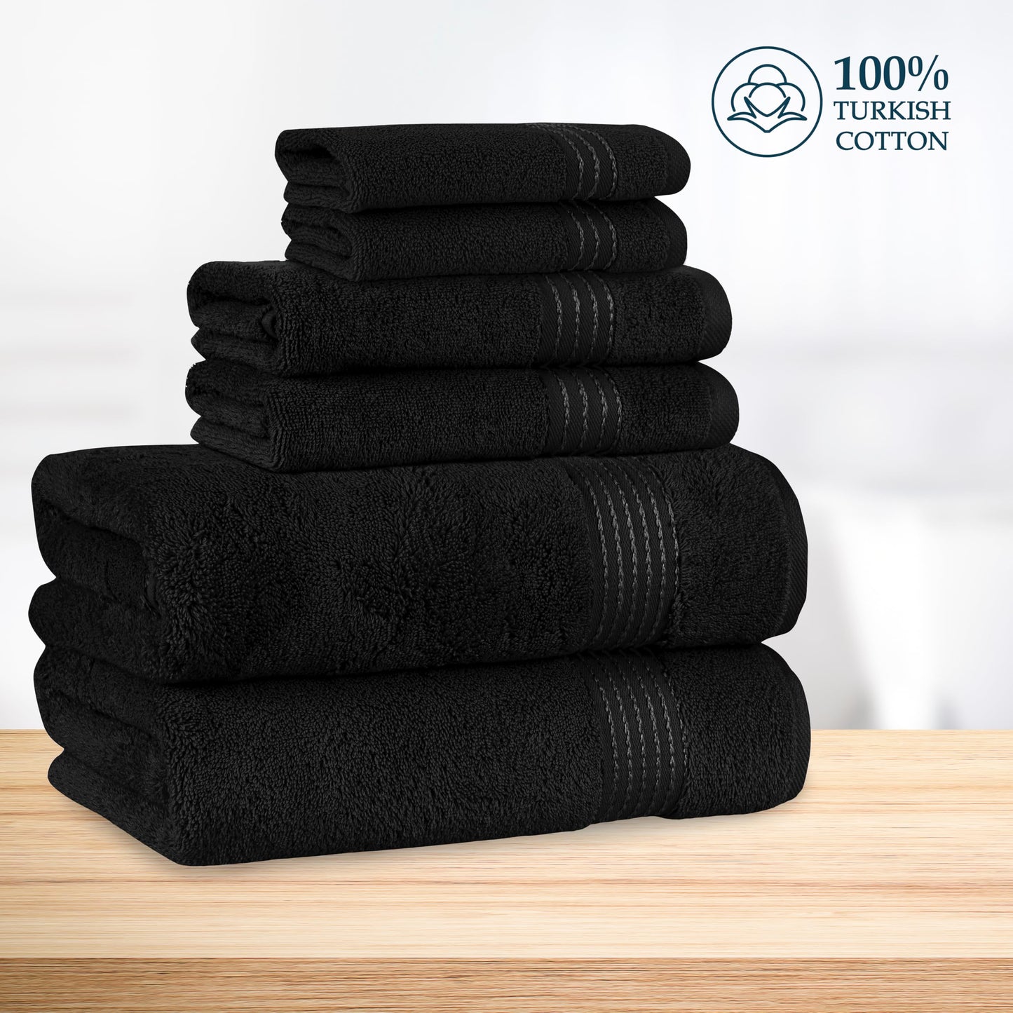 Mocassi Luxury 100% Turkish Cotton 6-Piece Towel Set - Ultra Soft, Quick Dry Highly Absorbent Premium Spa Hotel Quality Bath Towels, Includes 2 Bath…
