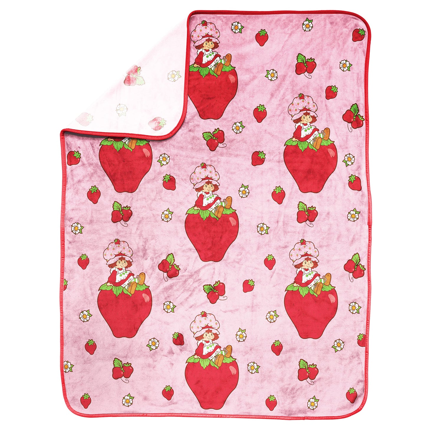 Strawberry Shortcake Pink Strawberries Galore Nogginz Set - 40 x 50 Inch Blanket & Pillow, Kids Super Soft 2 Piece Set