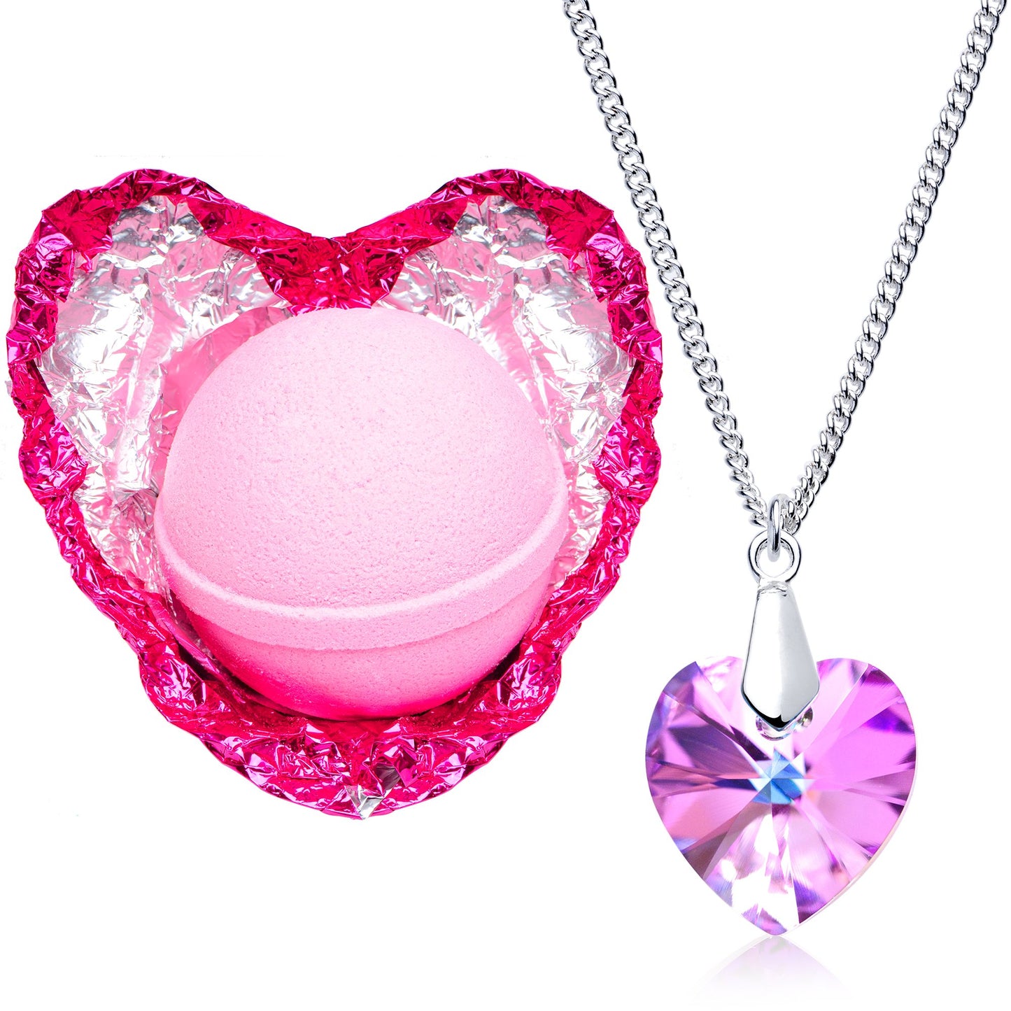 Love Potion Bath Bomb with Necklace Created with Crystal Extra Large 10 oz. Made in USA