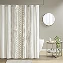 INK+IVY Imani Tufted Chenille 100% Cotton Shower Curtains Machine Washable, Modern Home Bathroom Décor Bathtub Privacy Screen, 72" x 72", Ivory
