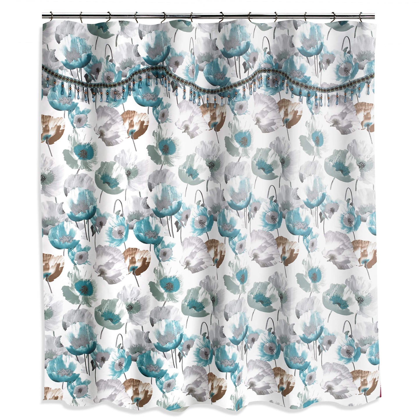 Popular Bath Poppy Fields, Shower Curtain, Aqua