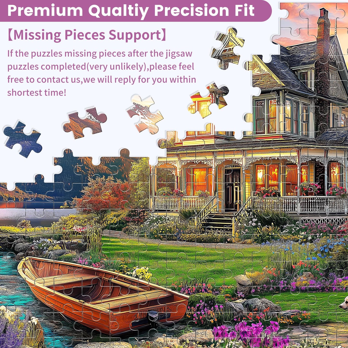 1000 Piece Jigsaw Puzzle for Adults – Autumn Landscape with Villa & Dog, Challenging Puzzle Game, Home Décor, Birthday Gift, 28x20 in