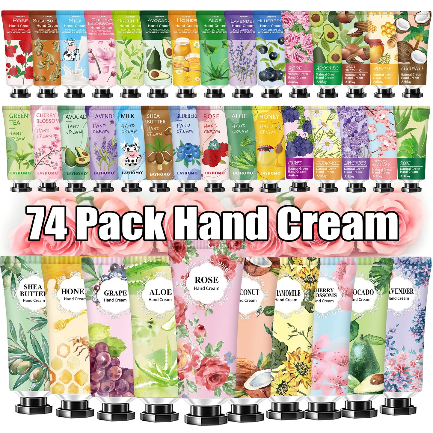 74 Pack Hand Cream Gift Set For Women and Girls,Stocking Stuffers Christmas Gifts Bulk,Appreciation Gifts,Nurses Gifts,Natural Plant Hand Lotion