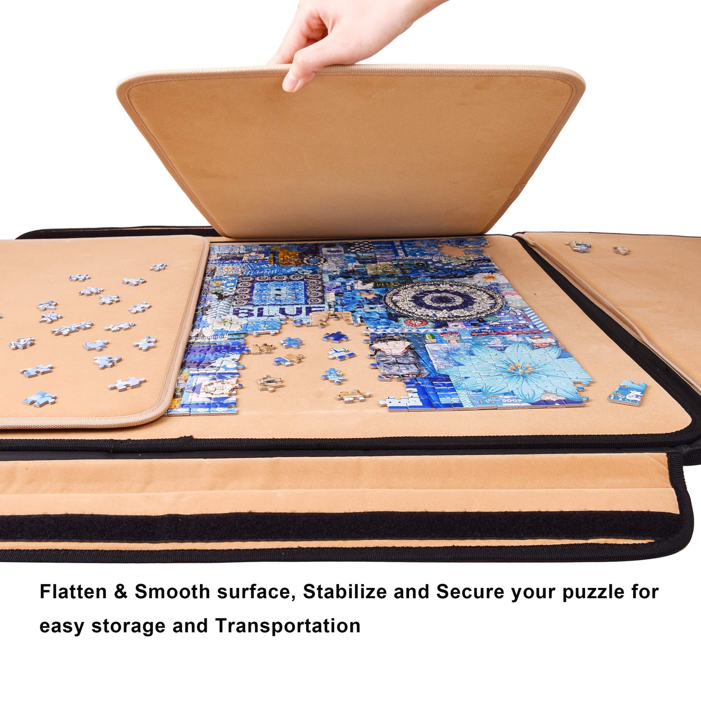 1500 Piece Jigsaw Puzzle Board – Portable Puzzle Table with Sorting Trays, Detachable Board & Non-Slip Surface, Puzzle Keeper Caddy