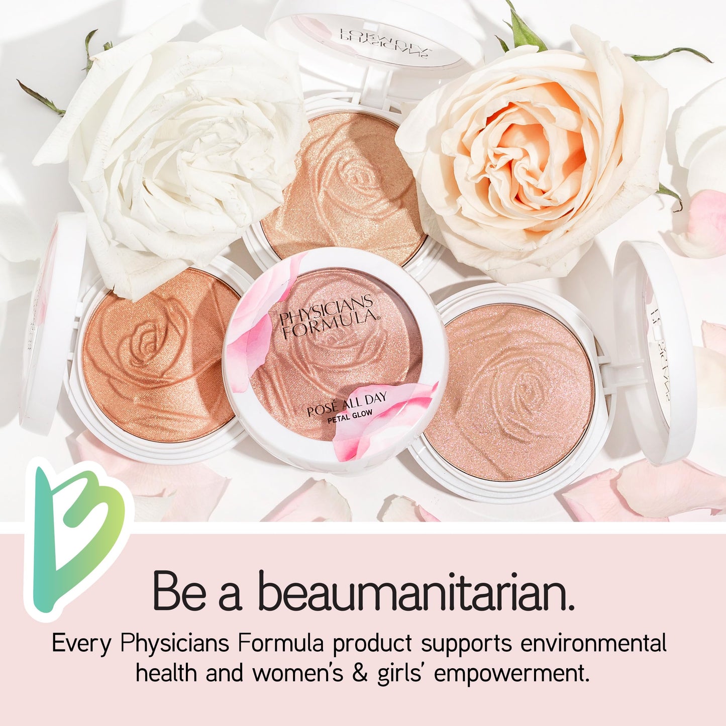Physicians Formula Rosé All Day Highlighter Blush Face Powder, Shimmer Petal Glow, Pink Soft Petal, Dermatologist Tested, Clinicially Tested