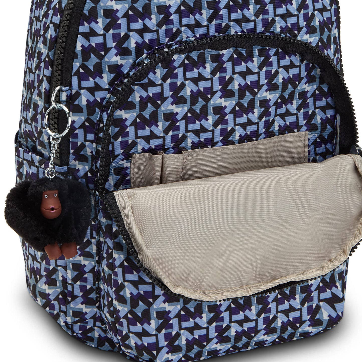 Kipling Women's Seoul Small Backpack, Durable, Padded Shoulder Straps with Tablet Sleeve, Dazzling Geos, 10.5''L x 13.75''H x 6.75''D (KI56110IS)