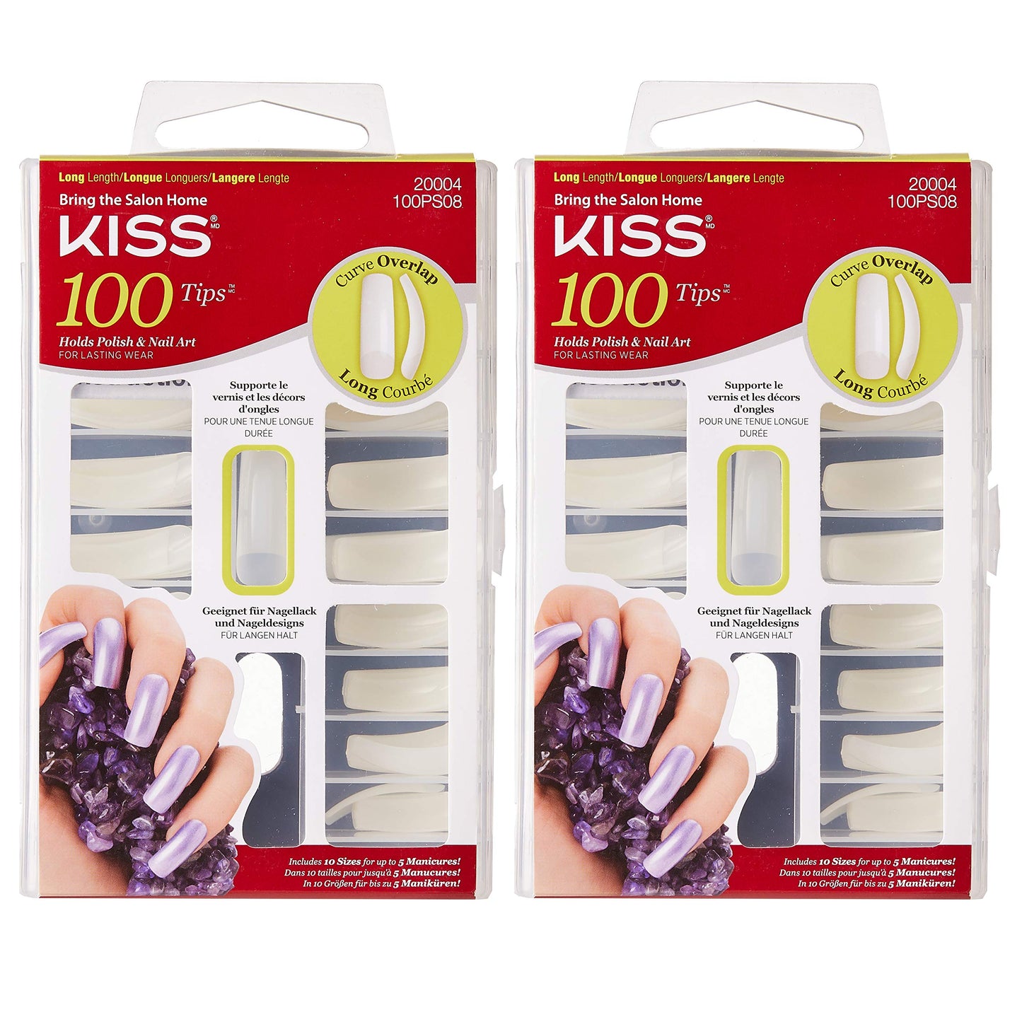 Kiss 100 Tips Curve Overlap Long Length (Pack of 2) Beauty & Personal Care KISS