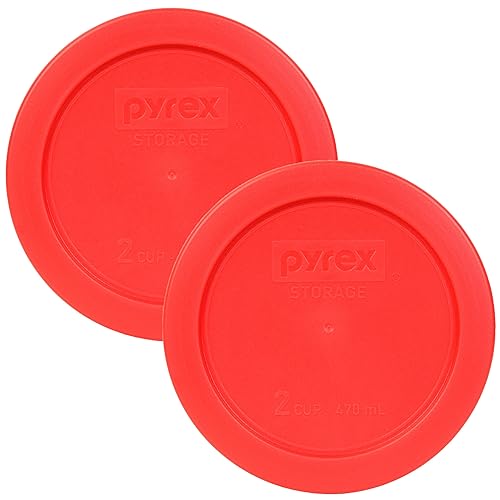 Pyrex 7200-PC 2-Cup Red Food Storage Replacement Lid (2-Pack) - Made in USA