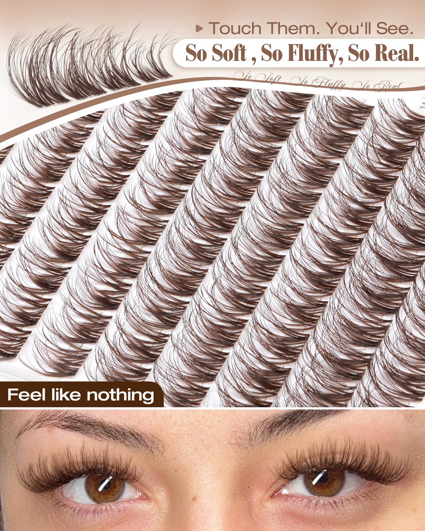 Brown Lash Clusters Kit Spider Cluster Eyelash Extensions Kit Fluffy Wispy Individual Lash Extensions 10-16MM CC Curl Clear Band Eyelash Clusters Beauty and Personal Care Mavphnee