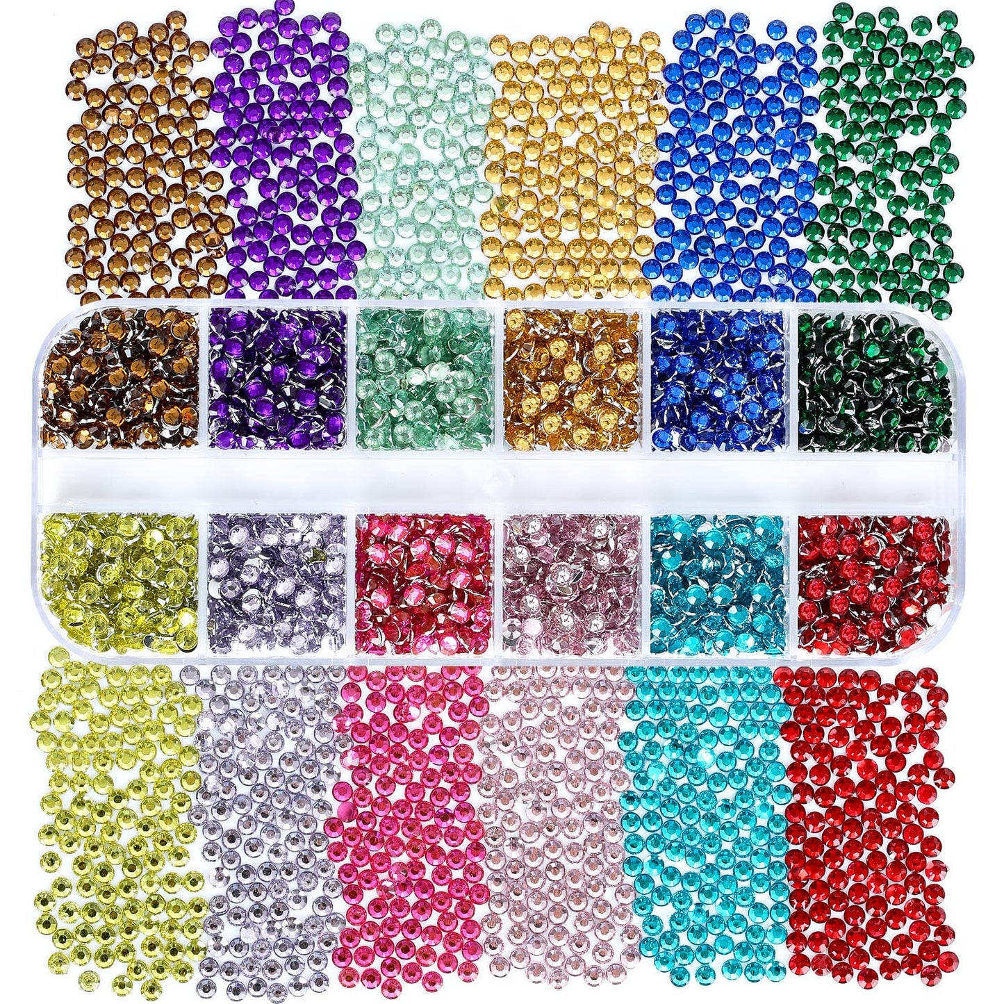 4968Pcs Colorful Flatback Rhinestones for Bedazzling, 1.5-4mm White AB Small Rhinestones Kit, Flat Back Glass Crystals Gems Diamonds for Crafts