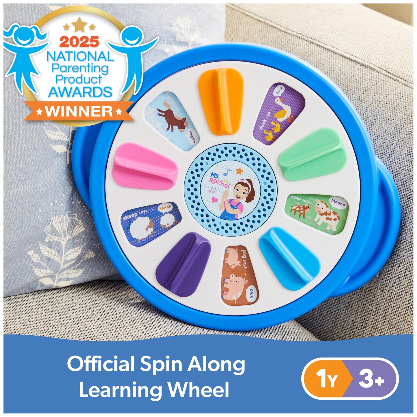 Ms. Rachel Official Spin Along Learning Wheel with 3 Learning Play Modes, Educational Toys & Toddler Toys for Girls & Boys Ages 1-3+