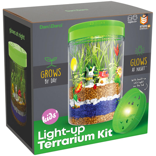 Dan&Darci Light-Up Terrarium Kit – STEM Science DIY Craft for Kids, Educational Toy, Fun Birthday Gift for Boys & Girls Ages 6–12
