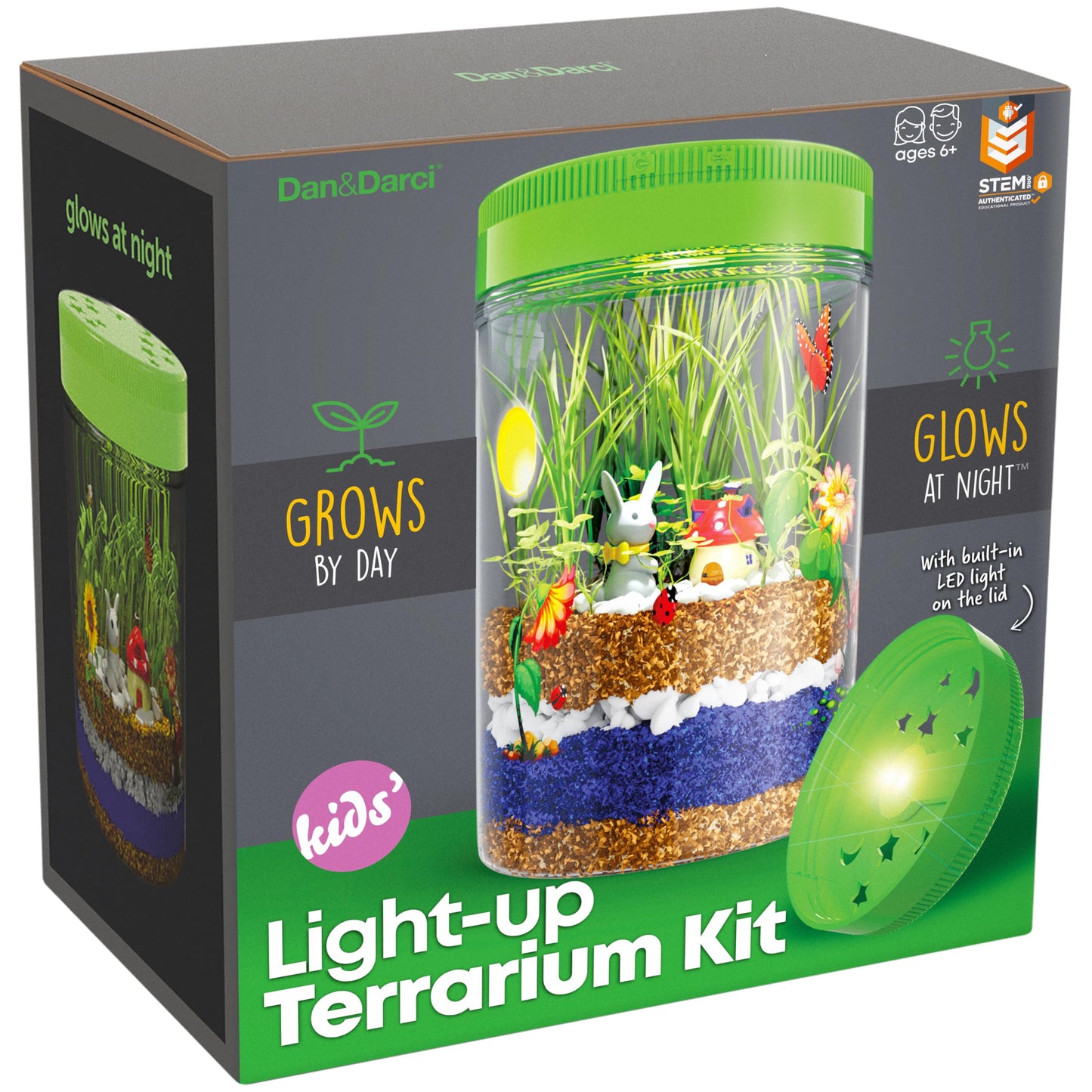 Dan&Darci Light-Up Terrarium Kit – STEM Science DIY Craft for Kids, Educational Toy, Fun Birthday Gift for Boys & Girls Ages 6–12